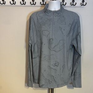 Sunday Men's Light Gray Topographic Quarter-Zip Jacket Golf